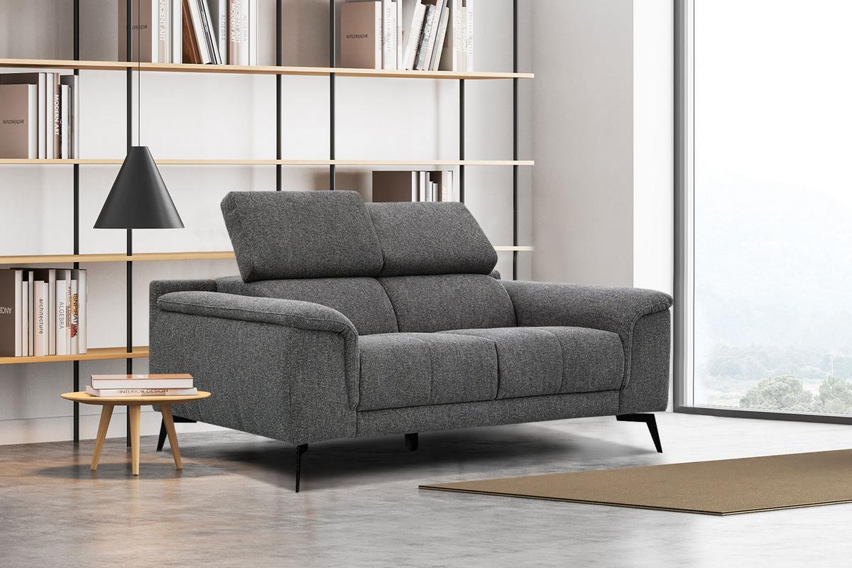SOFA FIERO 2-Sitzer, dunkelgrau - Dunkelgrau/Schwarz, Holzwerkstoff/Textil (170/82/103cm) - Wozimo