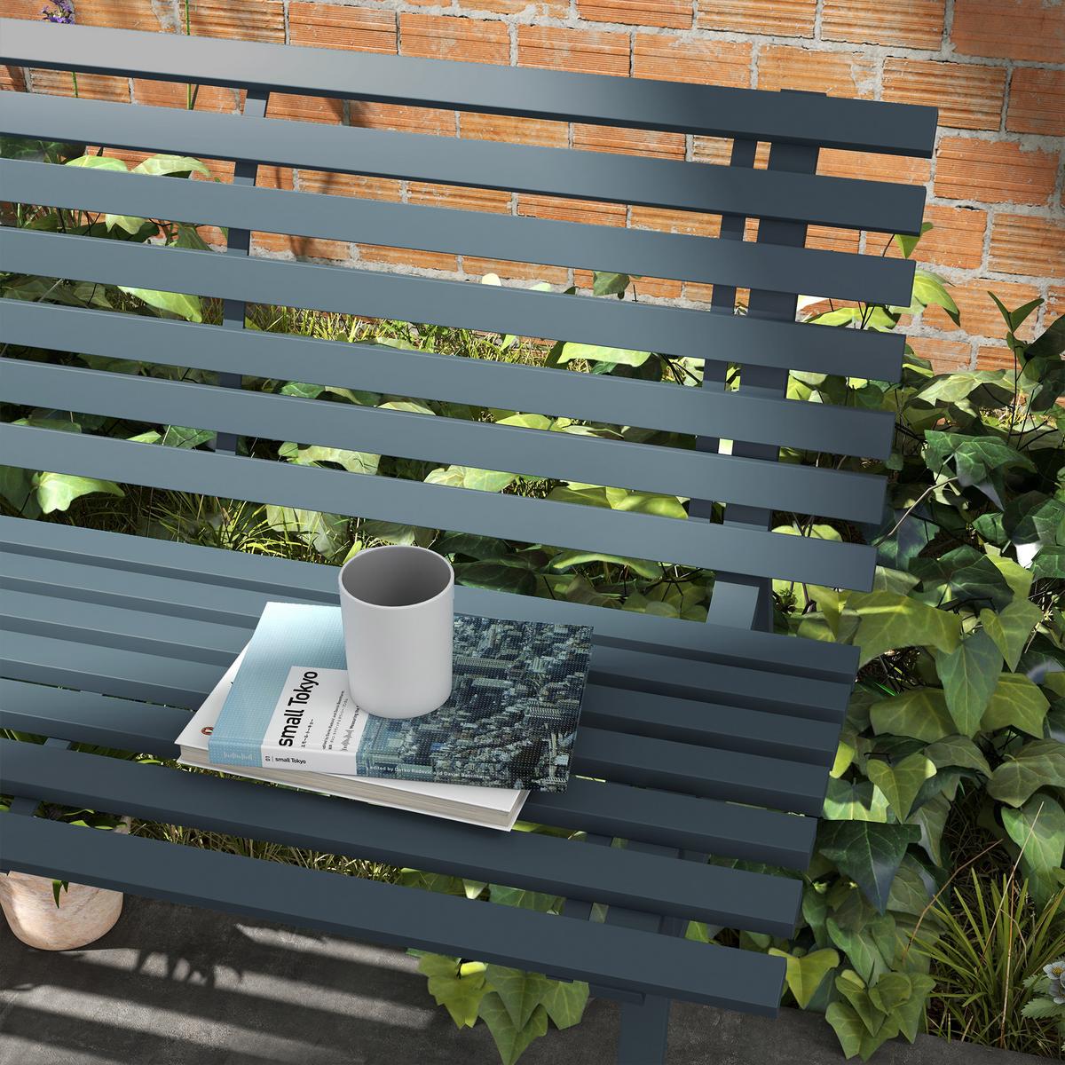GARTENBANK Alu 2-Sitzer - Blau, Metall (67/79/123cm) - Outsunny