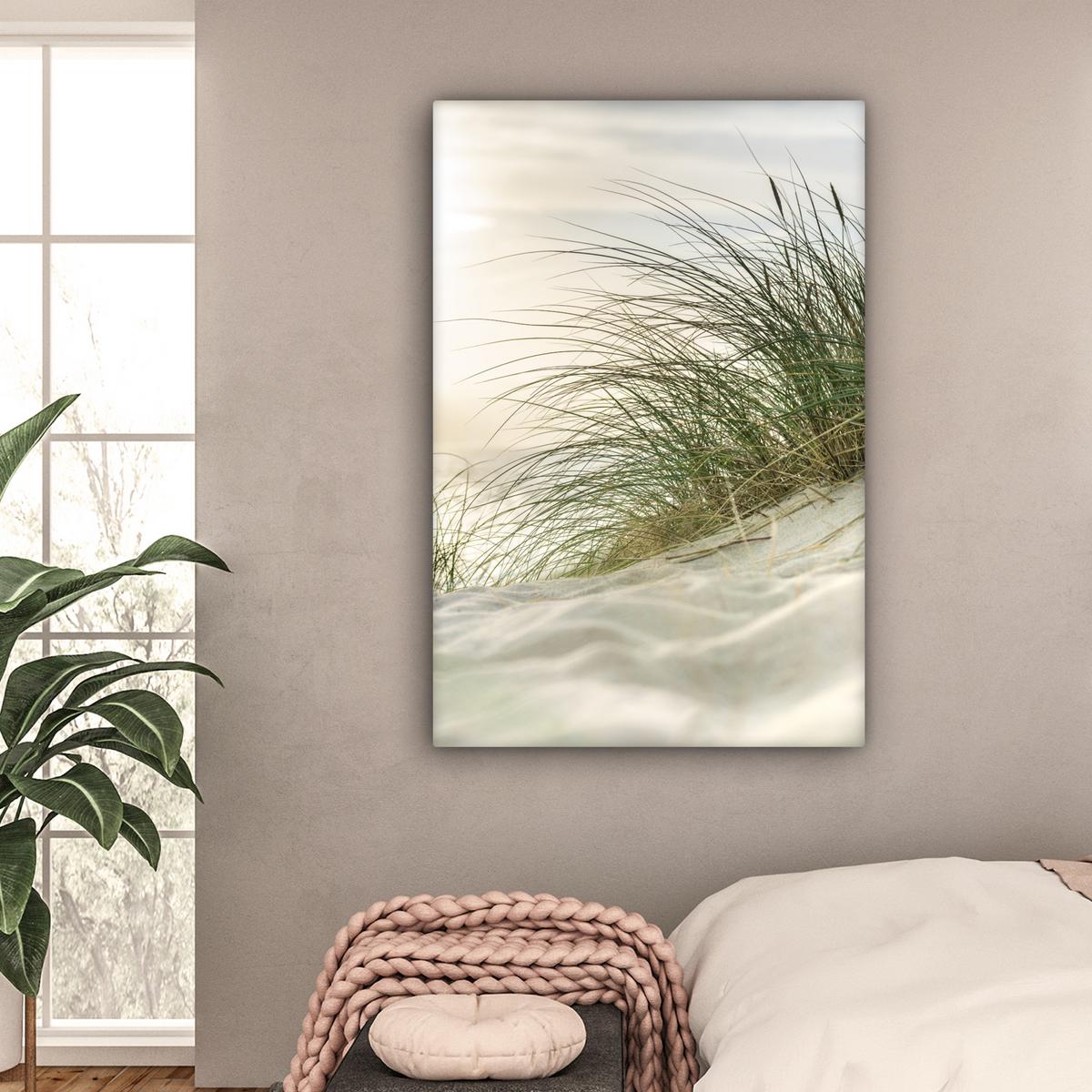 LEINWANDBILD Dünen mit Strandhafer in der Sonne des Nationalparks Schleswig-Holsteinisches Wattenmeer Deko XXL 80x120 cm - Creme, Textil (80/120cm) - MuchoWow