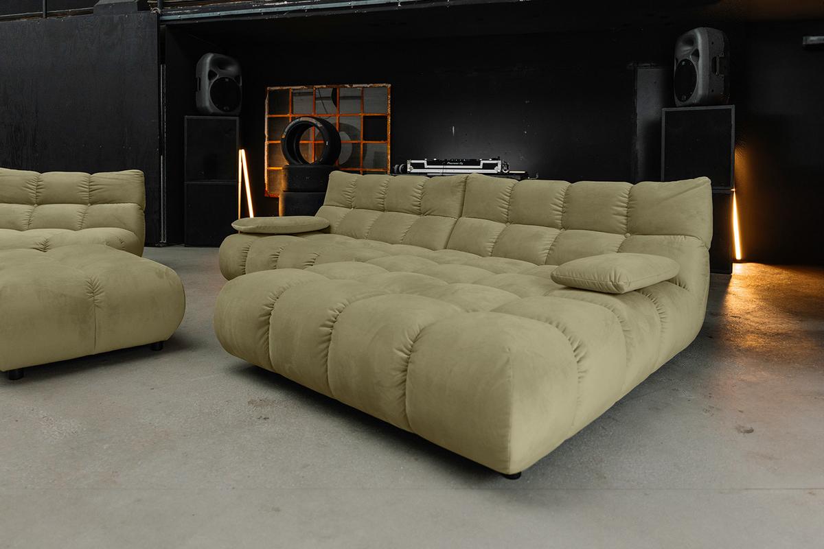 SITZGRUPPE VIVIEN 3ER SET Grün Velvet (1er-Set) - Olivgrün/Grün, Kunststoff/Textil (510/85/359cm) - KAWOLA