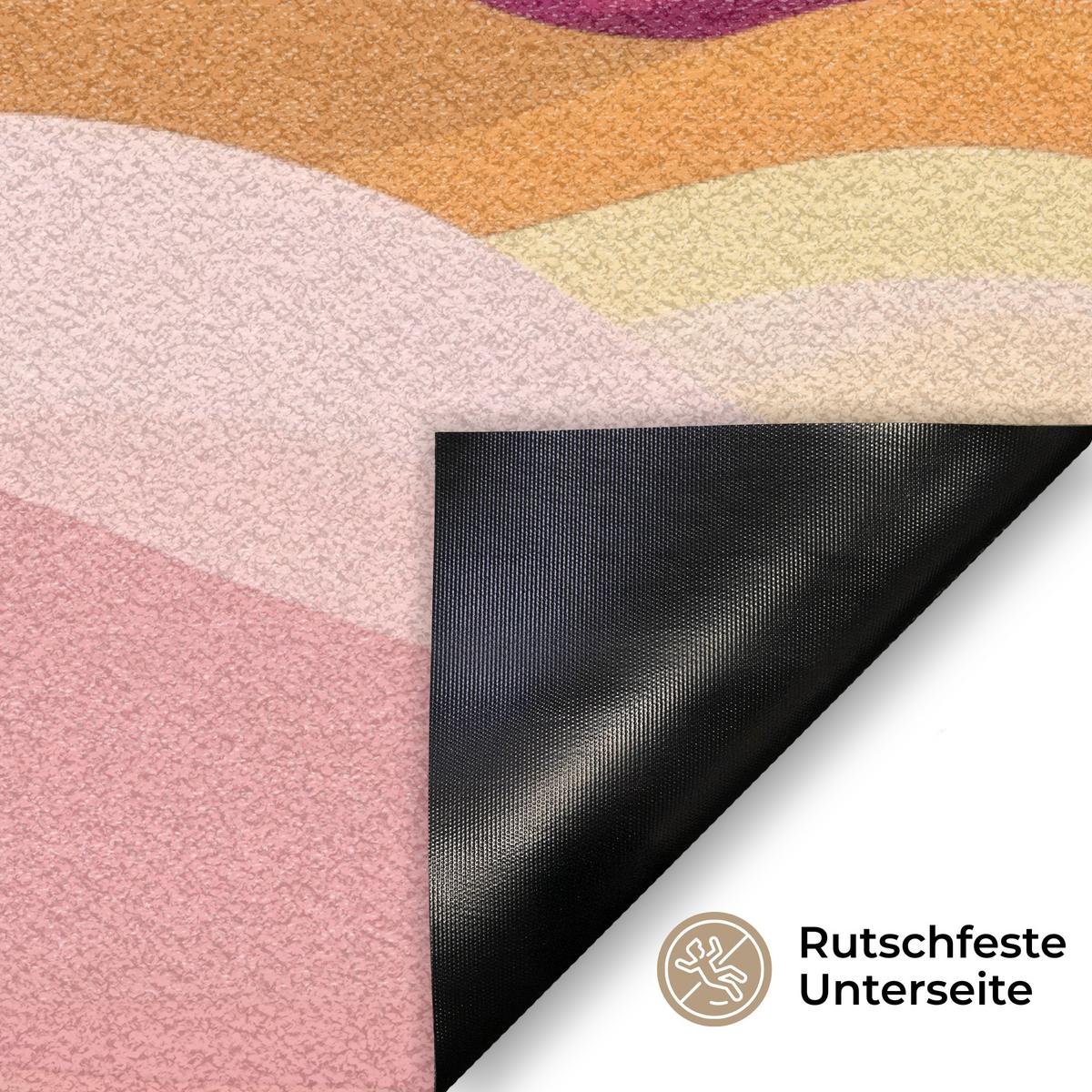 FUSSMATTE Berge - Abstrakt - Sonnenstrahlen - Rosa Sauberlaufmatte 60x40 cm - Rosa, Kunststoff (60/0.4cm) - MuchoWow