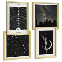 BILDER SET 4er Set - 50x50 cm & 40x60 cm Goldrahmen - Galaxie im Sonnensystem - Goldfarben, Kunststoff (50/50cm) - TULUP