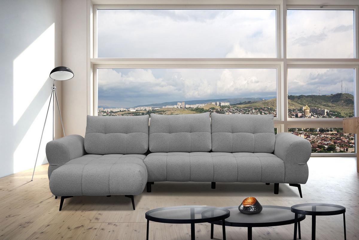 ECKSOFA SALVINI 4-Sitzer, grau - Schwarz/Grau, Holzwerkstoff/Textil (158/292cm) - Wozimo