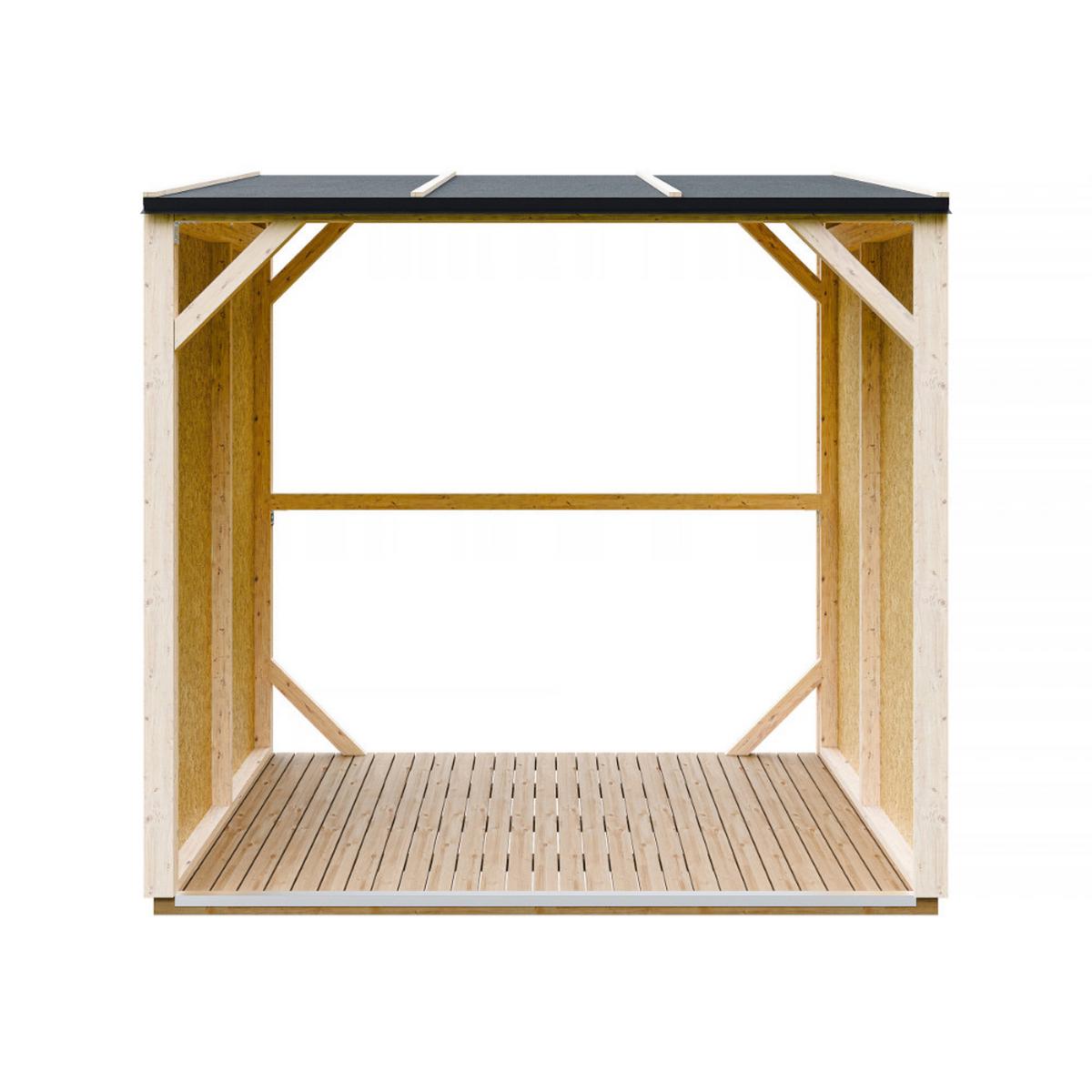 BRENNHOLZLAGER 2,54 m², Kaminholzunterstand mit ~4,4 m³ Lagerkapazität - Naturfarben, Holz (118/220/215cm) - Timbela