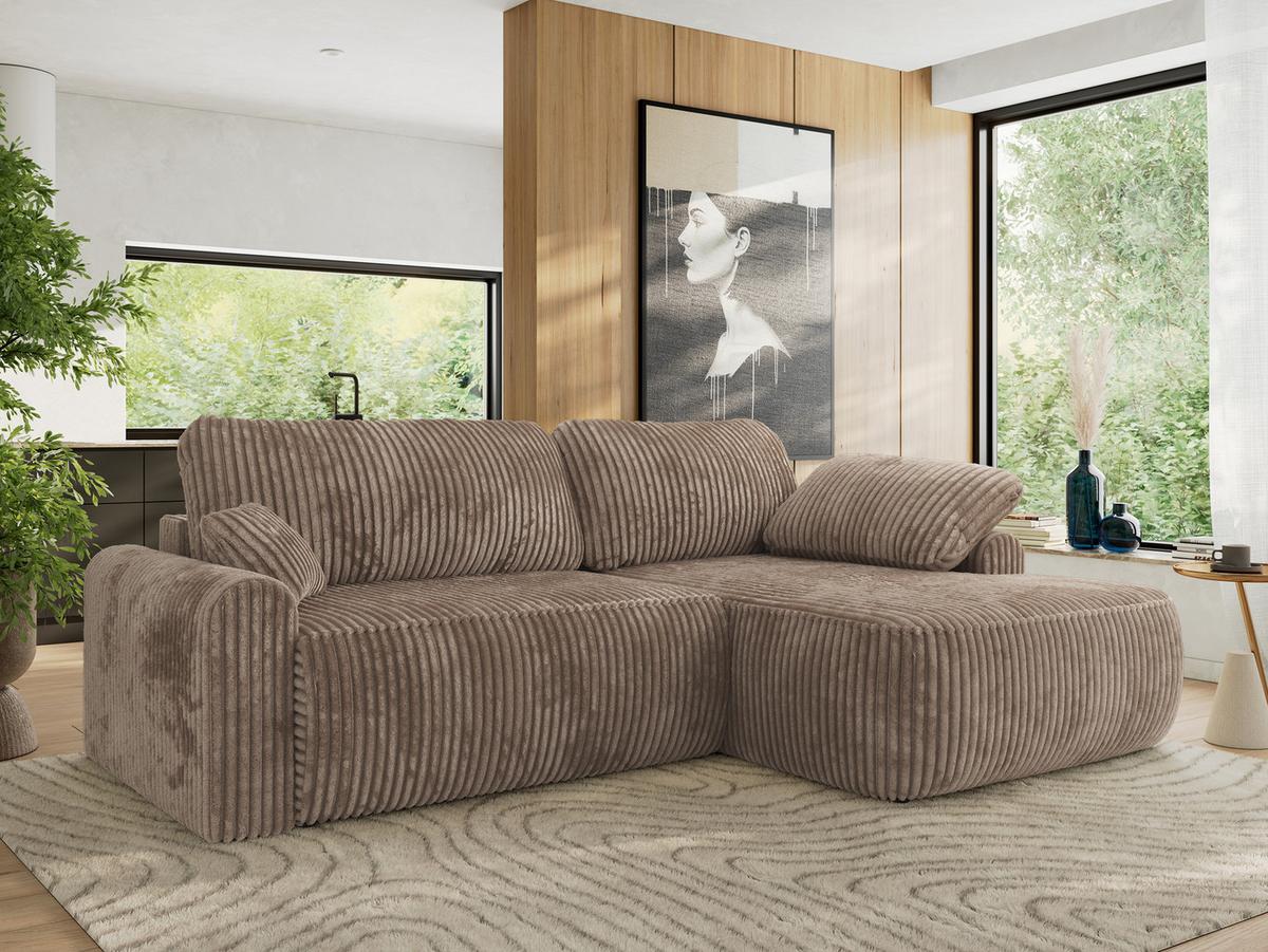 ECKSCHLAFSOFA CUBO L Braun Cord - rechts - Schwarz/Braun, Kunststoff/Textil (187/273cm) - MKS