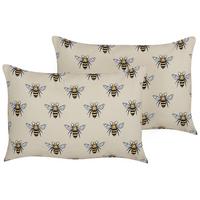 GARTENKISSEN 2er-Set Bienenmuster beige 40/60 cm Canneto - Beige, Textil (40/60cm) - Beliani
