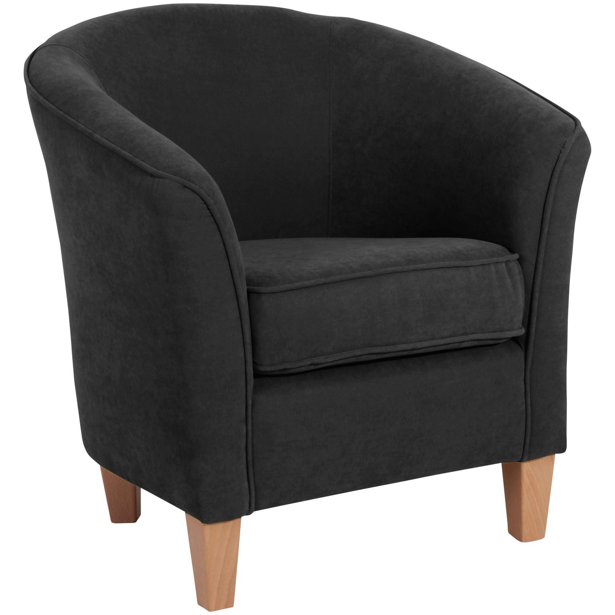 SESSEL Karine Bezug Veloursstoff Buche natur / schwarz - Schwarz, Kunststoff (70/74/70cm) - 58aufmkessel