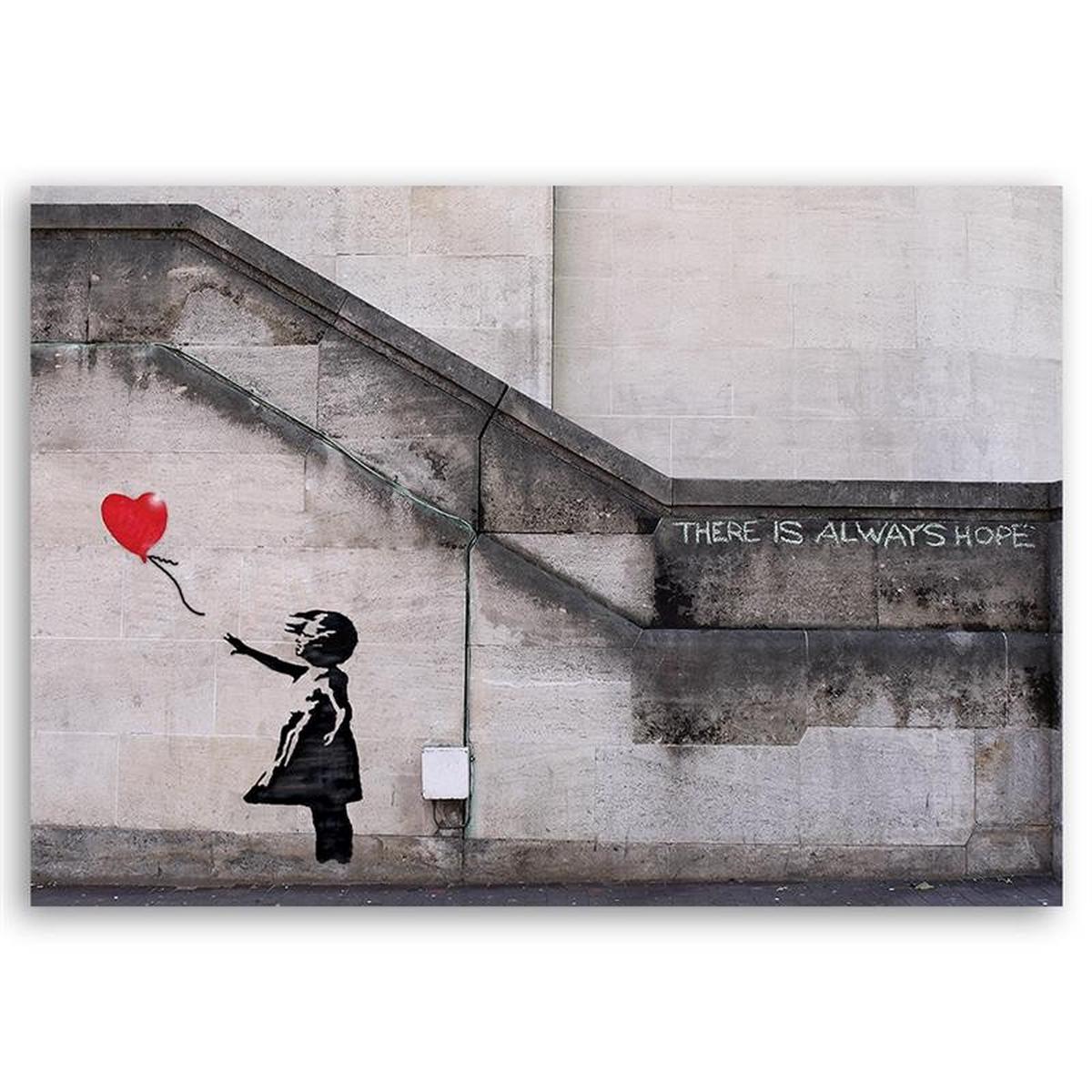 LEINWANDBILD Banksy Fototapete Mädchen mit Luftballon - Grau, Textil (100/3cm) - Feeby