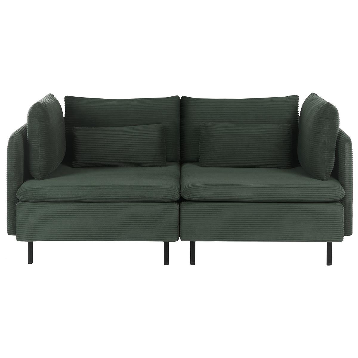 MODULSOFA 2-Sitzer Dunkelgrün Cord Egeris - Grün, Textil (172/80/94cm) - Beliani