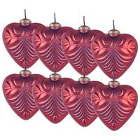 WEIHNACHTSKUGEL 8er Set Glas Rot Feriable - Rot/Goldfarben, Glas (11/13/10cm) - Beliani