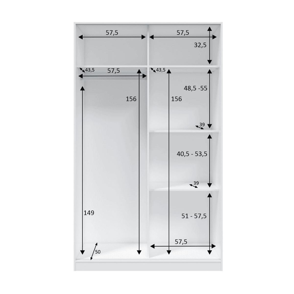 SCHRANK mit 2 Schiebetüren, Weiß 120/200/50 cm - Weiß, Holzwerkstoff (120/200/54cm) - Calicosy