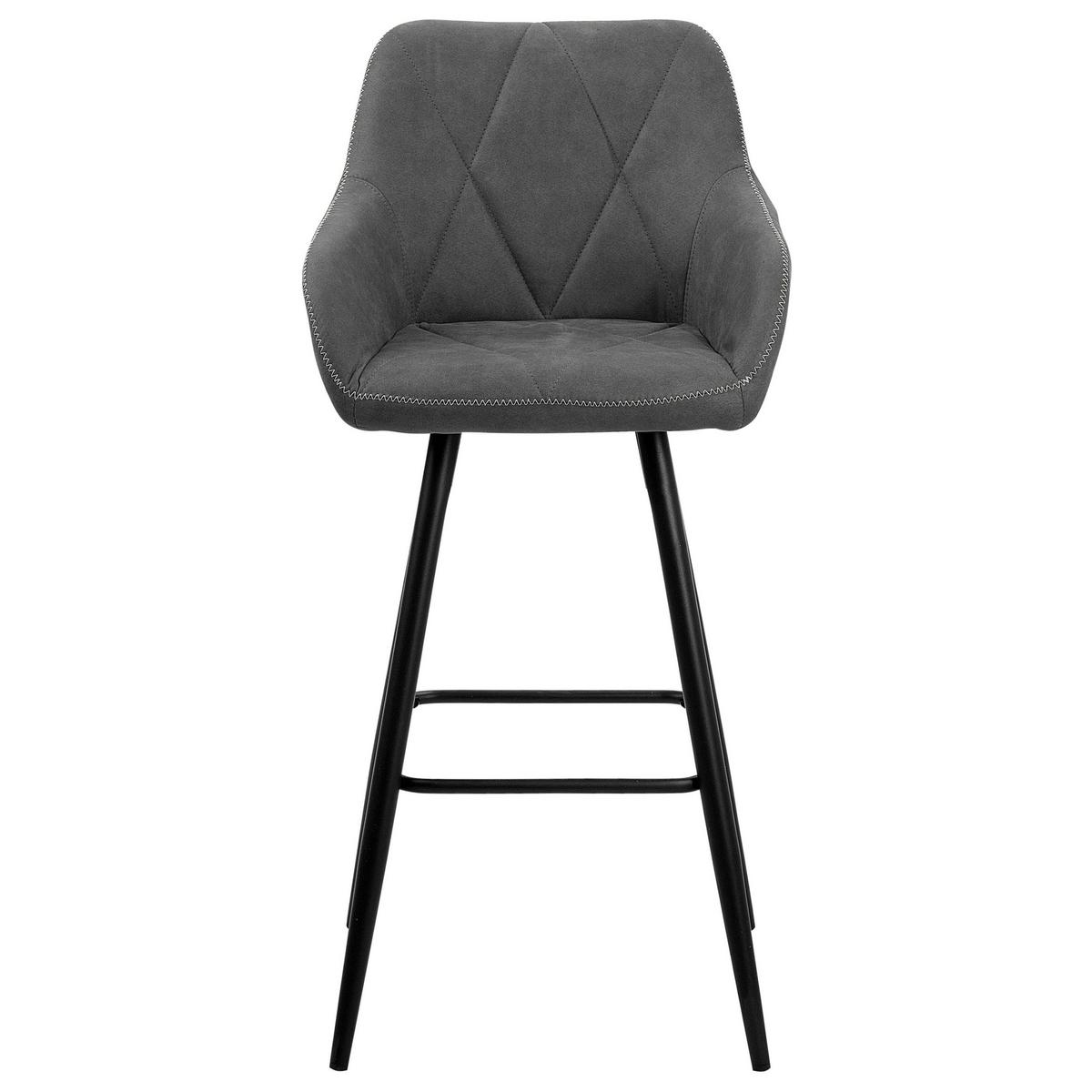 BARSTUHL 2er-Set Polsterbezug Grau Darien - Dunkelgrau/Schwarz, Textil/Metall (44/104/41cm) - Beliani