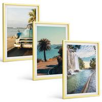 BILDER SET 3er Set - 40x60 cm Goldrahmen - Urlaub Palmen Wasserfall - Goldfarben, Kunststoff (40/60cm) - TULUP