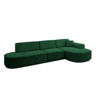 ECKSOFA Ottomane Rechts MARI-L2-v3 - 328x171x83 cm Dunkelgrün Velours - Dunkelgrün/Schwarz, Holzwerkstoff/Kunststoff (171/328cm) - ALTDECOR
