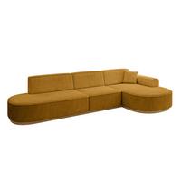 ECKSOFA Ottomane Rechts MARI-L2-v2 - 328x171x83 cm Senfgelb Cord - Gelb, Holzwerkstoff/Textil (171/328cm) - ALTDECOR
