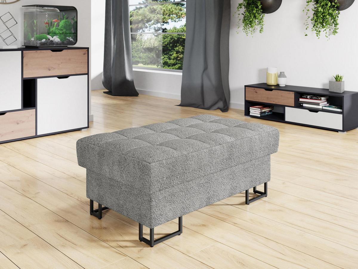 POLSTERHOCKER Laris - Alufarben/Schwarz, Holz/Textil (106/44/67cm) - MIRJAN24