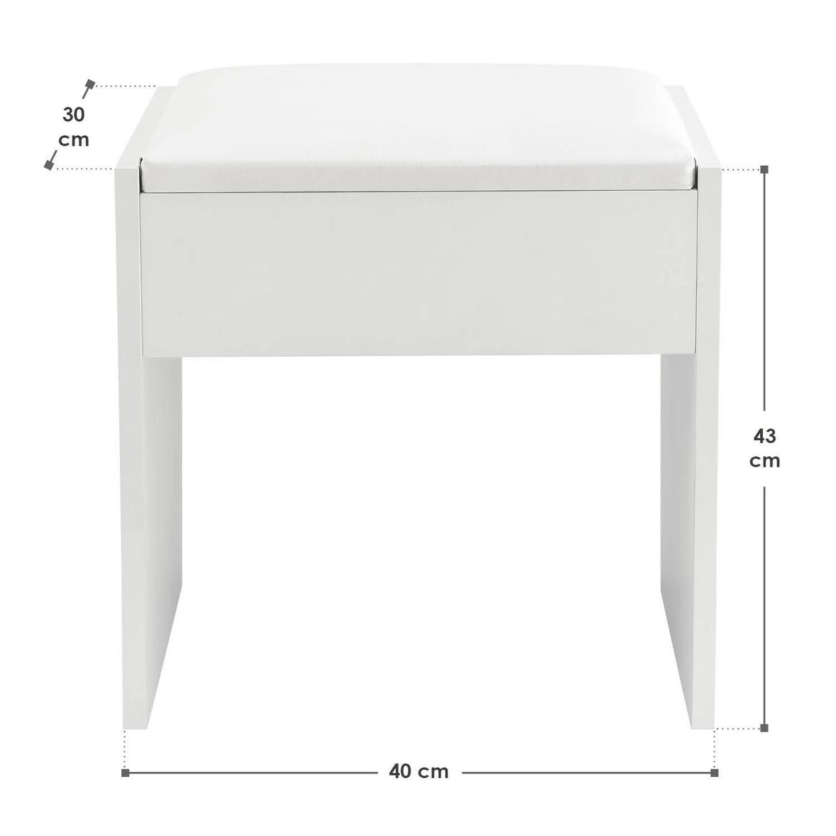 HOCKER Melly weiß mit Sitzkissen ideal für Schminktisch - Weiß, Textil (40/43/30cm) - Juskys