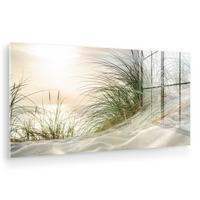 ACRYLGLASBILD Dünen mit Strandhafer in der Sonne des Nationalparks Schleswig-Holsteinisches Wattenmeer 120x60 cm - Creme, Glas (120/60cm) - MuchoWow