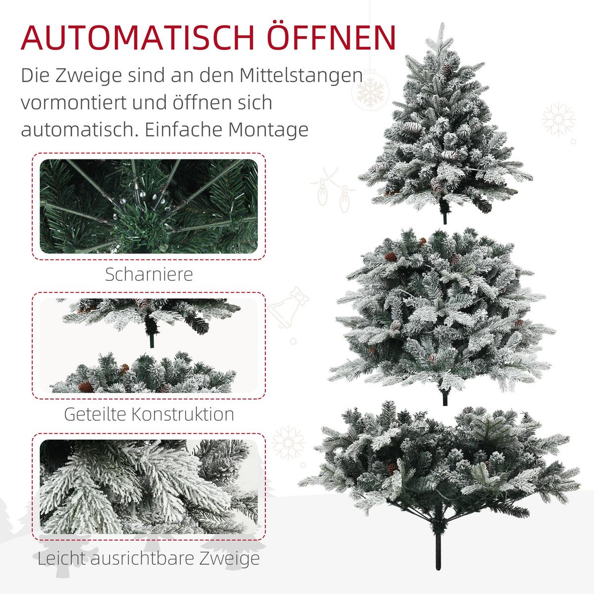 KÜNSTLICHER Weihnachtsbaum, 180 cm Christbaum mit 793 Spitzen für Weihnachten - Grün, Kunststoff (180cm) - HOMCOM