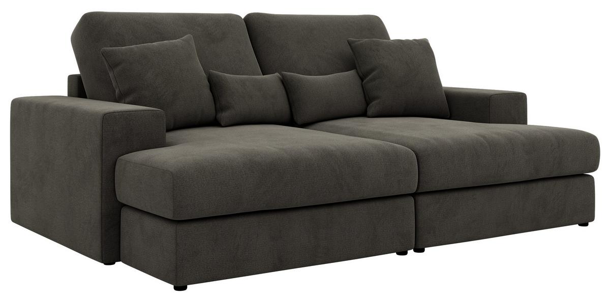 4-SITZER SOFA ANERA - Dunkelgrau Velvet - Dunkelgrau/Schwarz, Kunststoff/Textil (248/107/163cm) - MKS