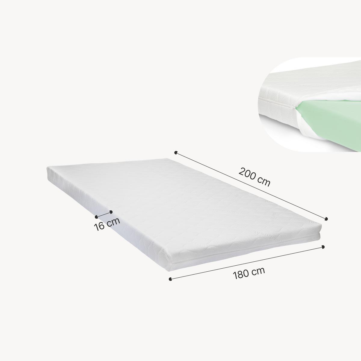 LED POLSTERBETT Tröstiar mit Matratze - Beige, Holzwerkstoff/Kunststoff (180/200cm) - [en.casa]