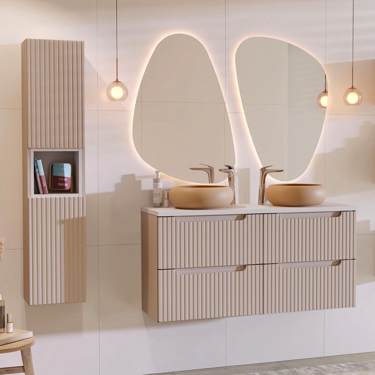 BADMÖBEL 120.4cm Riva 2er-Set Kaschmir - Kaschmir/Beige, Holzwerkstoff (120.4/59/40cm) - Petits-meubles