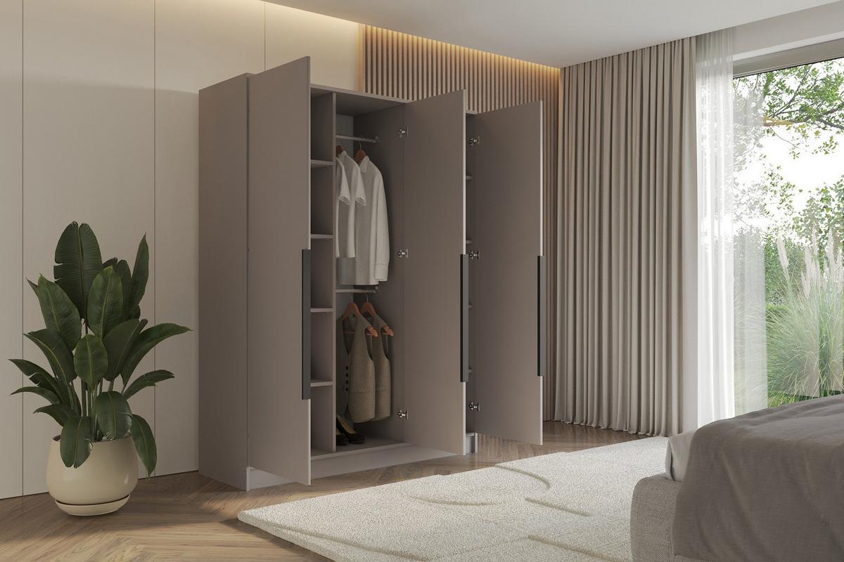 KLEIDERSCHRANK - LESE - 150 - Kaschmir - Kaschmir/Schwarz, Holzwerkstoff (150/200/51cm) - ALTDECOR