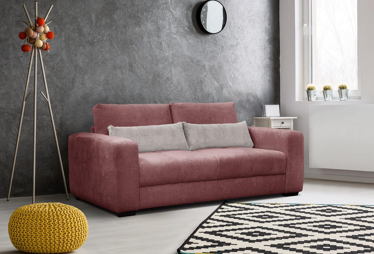 SOFA OLI 3-Sitzer, altrosa - Altrosa, Holz/Textil (208/91/108cm) - Wozimo
