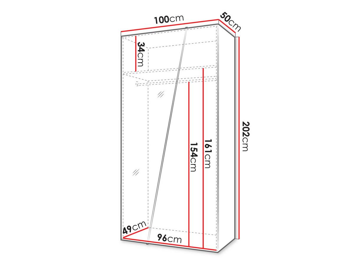 DREHTÜRENSCHRANK Zen 1L 100 cm - Nussbaumfarben/Schwarz, Holzwerkstoff/Kunststoff (100/202/50cm) - MIRJAN24