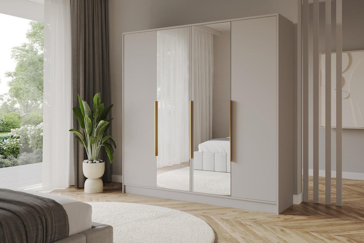 KLEIDERSCHRANK - LESE - 200 - Kaschmir - Kaschmir/Goldfarben, Holzwerkstoff (200/200/51cm) - ALTDECOR