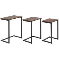 BEISTELLTISCH-SET Spanplatte Stahl Braun - Braun, Kunststoff (45/30/60cm) - HOMCOM