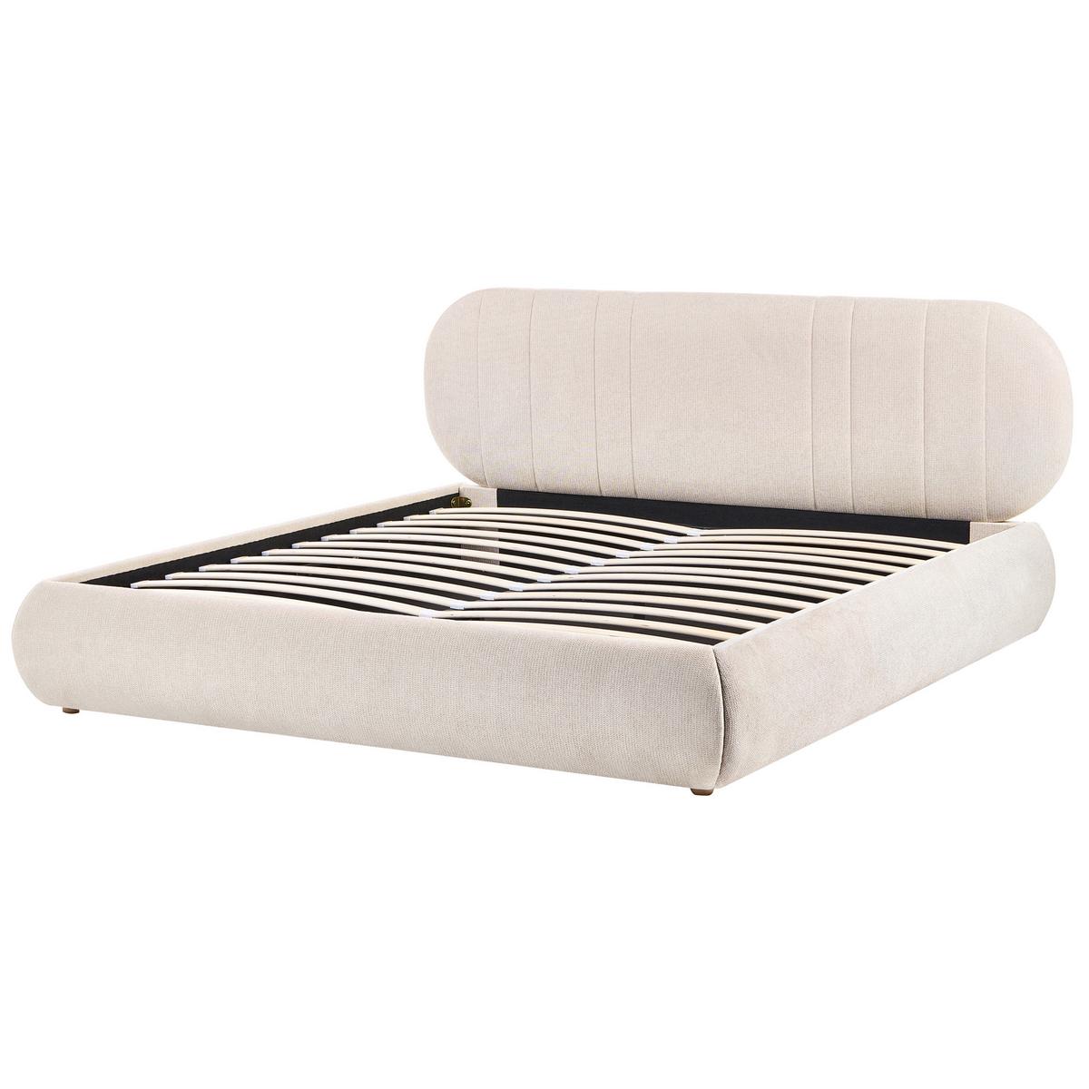 BETT mit Stauraum 180/200 cm Stoff Hellbeige Campan - Beige, Textil (180/200cm) - Beliani