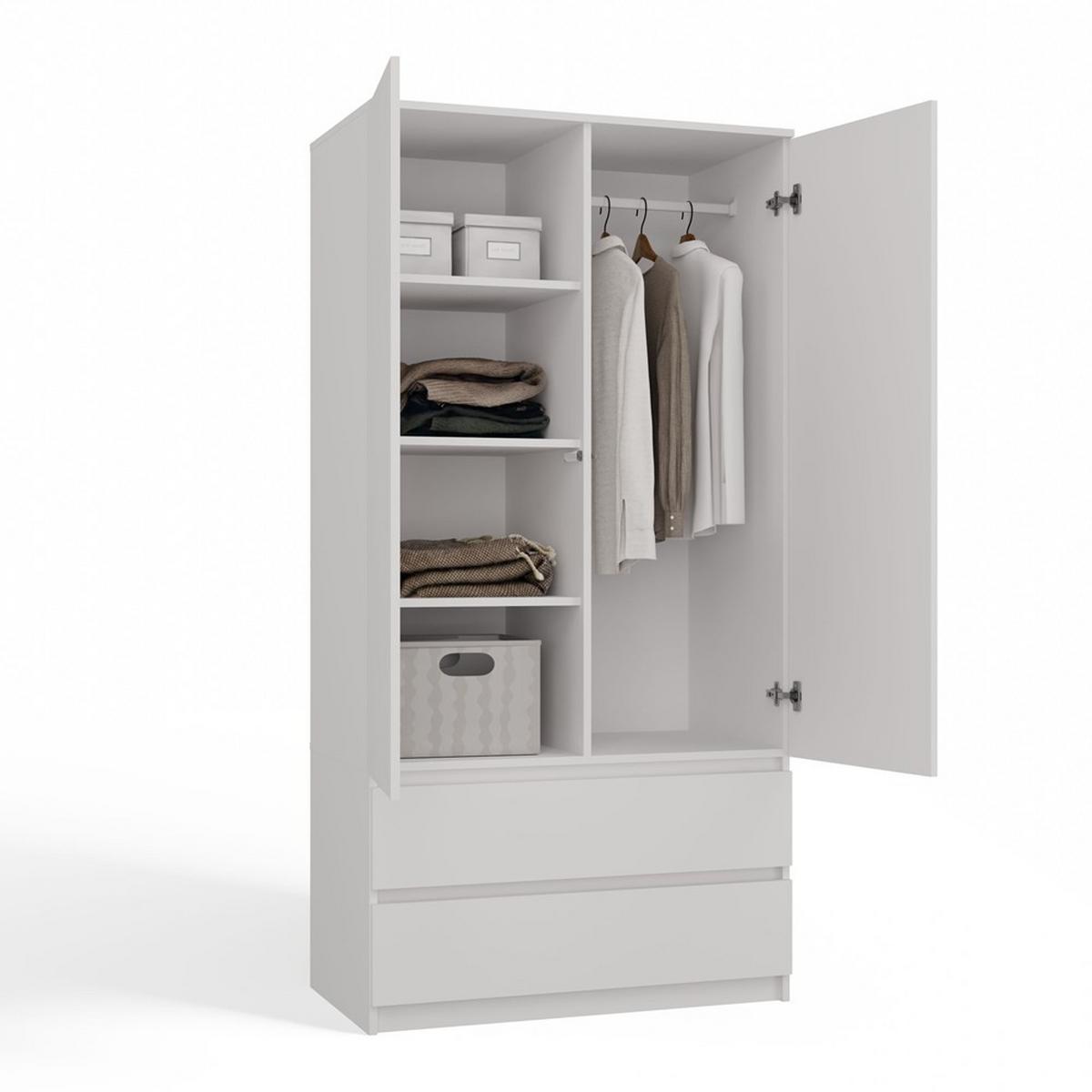 KLEIDERSCHRANK Weiß 90/180/50 - Weiß, Holzwerkstoff (90/180/50cm) - RAUMHIRSCH FURNITURE