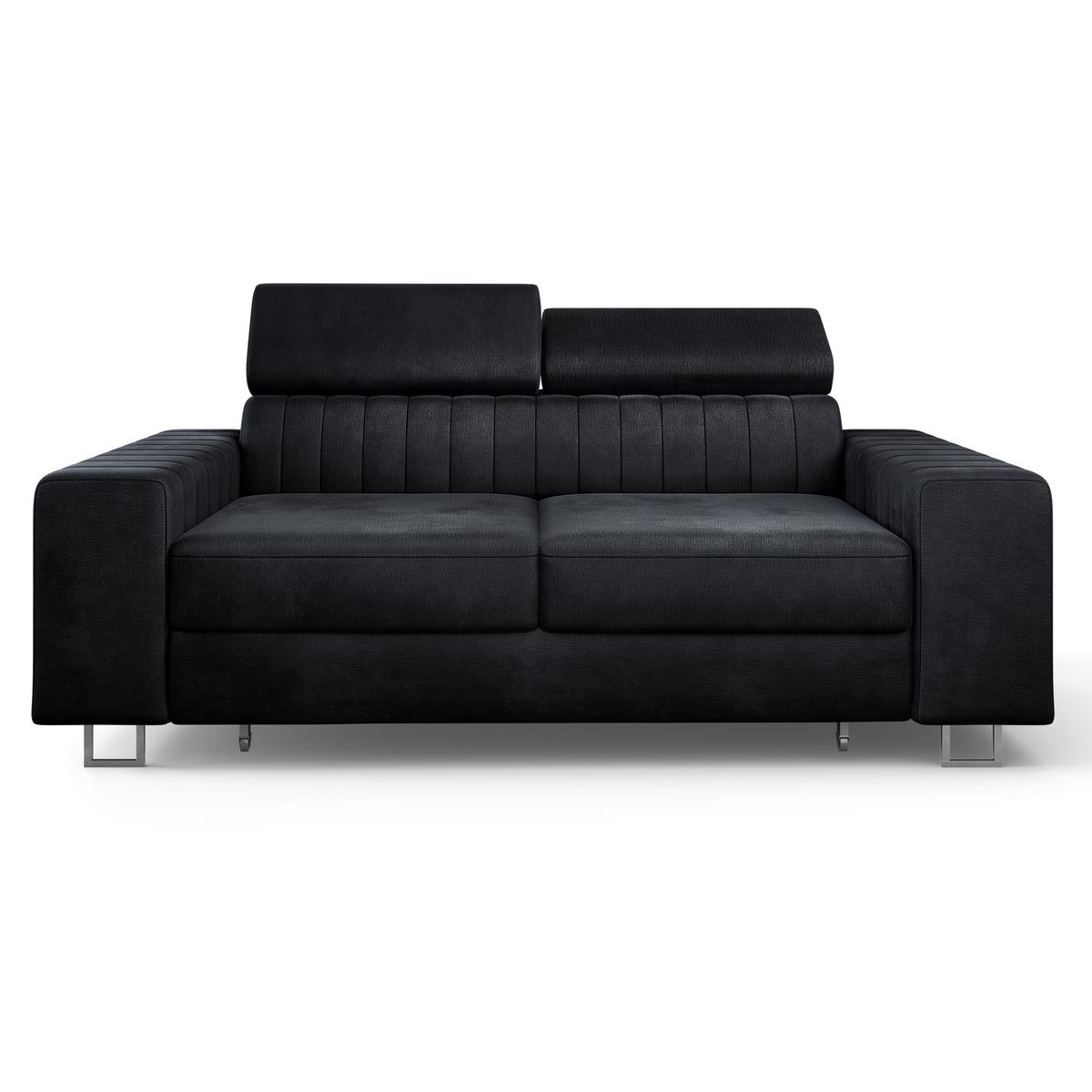 BETTSOFA SOLAN Schwarz Velours-Stoff mit Schlaffunktion - Schwarz, Holz/Textil (194/88/90cm) - MASSENO