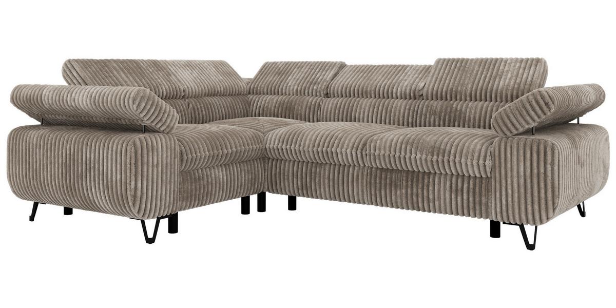 ECKSOFA ORSO L Hellbraun Cord - Links Seite - Hellbraun/Schwarz, Textil/Metall (197/268cm) - MKS