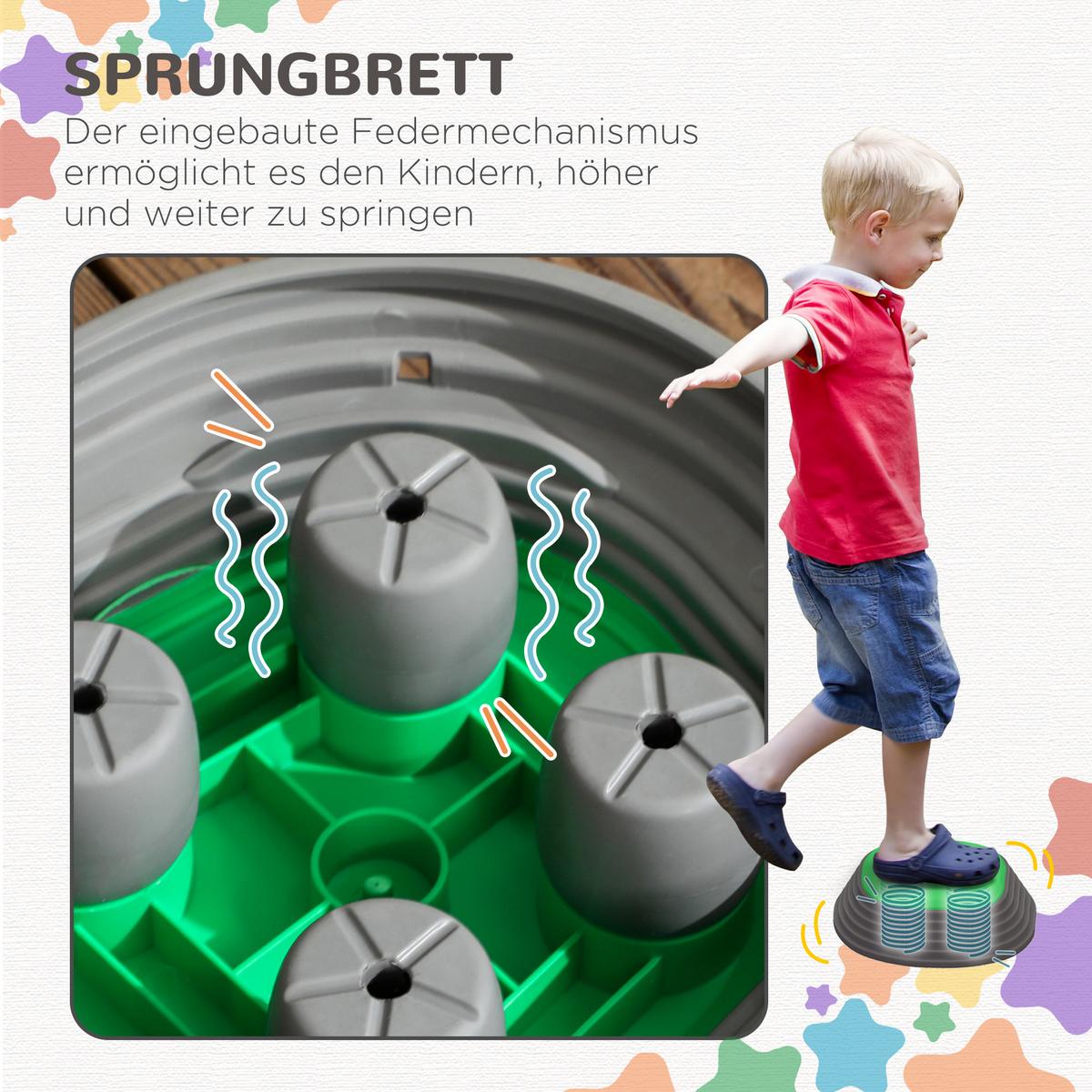 FLUSSSTEINE, 5-tlg. Balanciersteine für Kinder, Trittsteine bis 80 kg Belastbar - Multicolor, Kunststoff (36.5/16/36.5cm) - ZONEKIZ