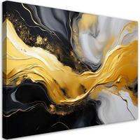 WANDBILD abstrakte marmorstruktur schwarzes gold - Goldfarben, Textil (60/40cm) - Feeby