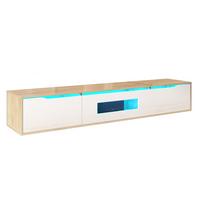 TV-LOWBOARD 180 cm in Weiß Hochglanz & Holz-Optik - Weiß, Holzwerkstoff (180/30/35cm) - Urban Meuble