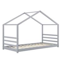 HAUSBETT Vardø - Grau, Holz (90/200cm) - [en.casa]