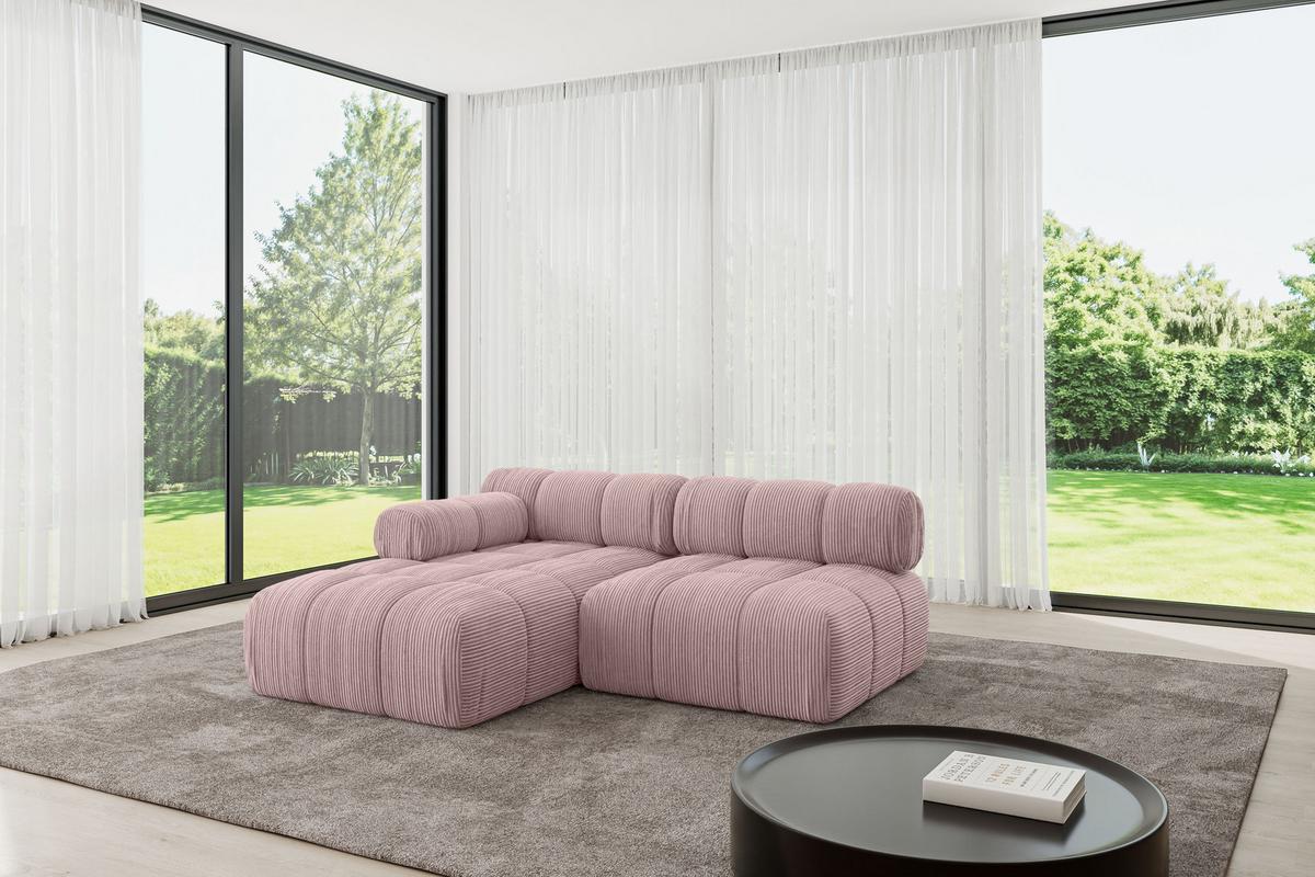 ECKSOFA modulares Sofa Razon-L1 - 190x160x70 cm Rosa Cord - Rosa, Holzwerkstoff/Textil (190/160cm) - ALTDECOR