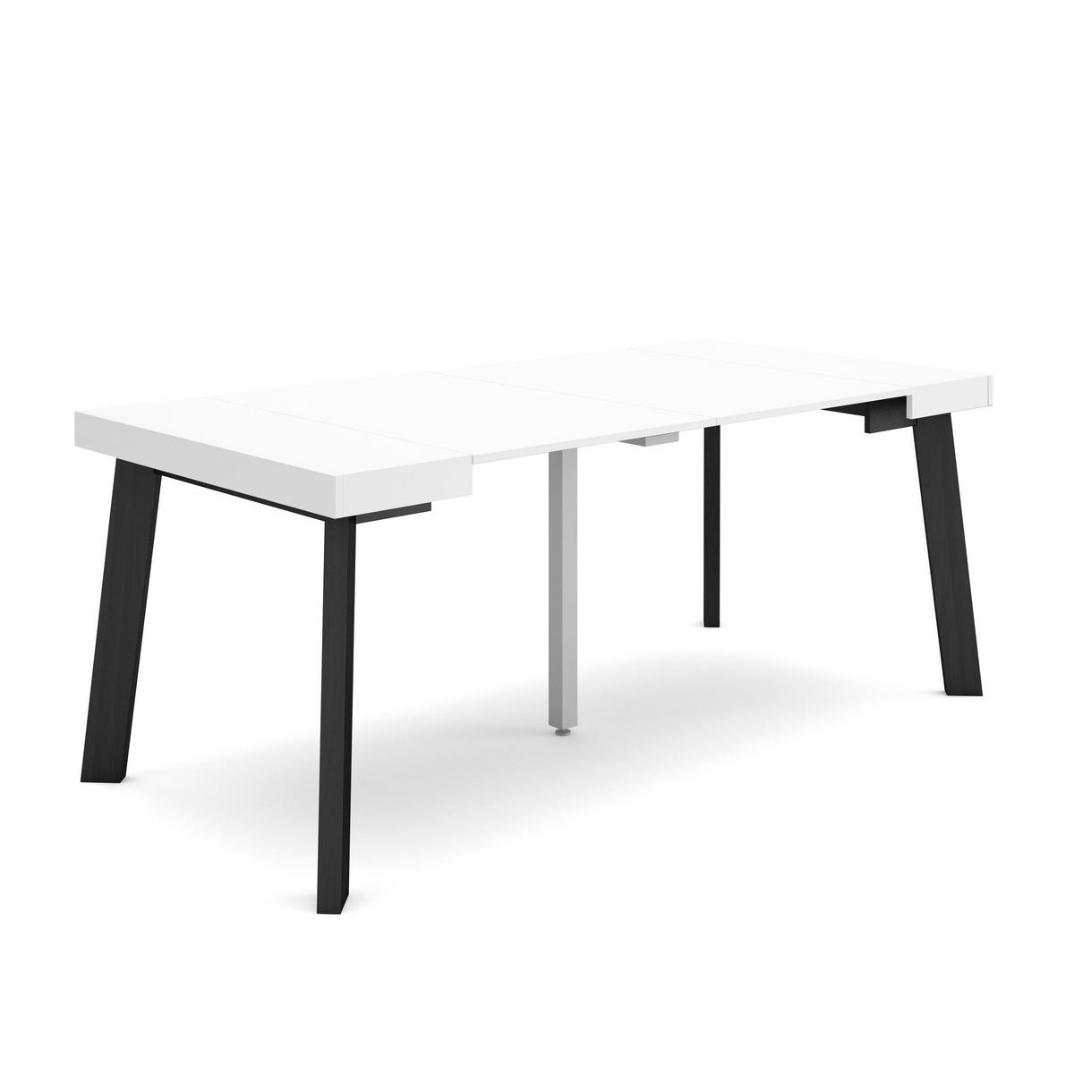 KONSOLENTISCH ausziehbar 58 bis 180cm, für 8 Gäste, weiß schwarz, 90/58/73cm - Schwarz/Weiß, Holzwerkstoff (90/180/73cm) - Skraut Home