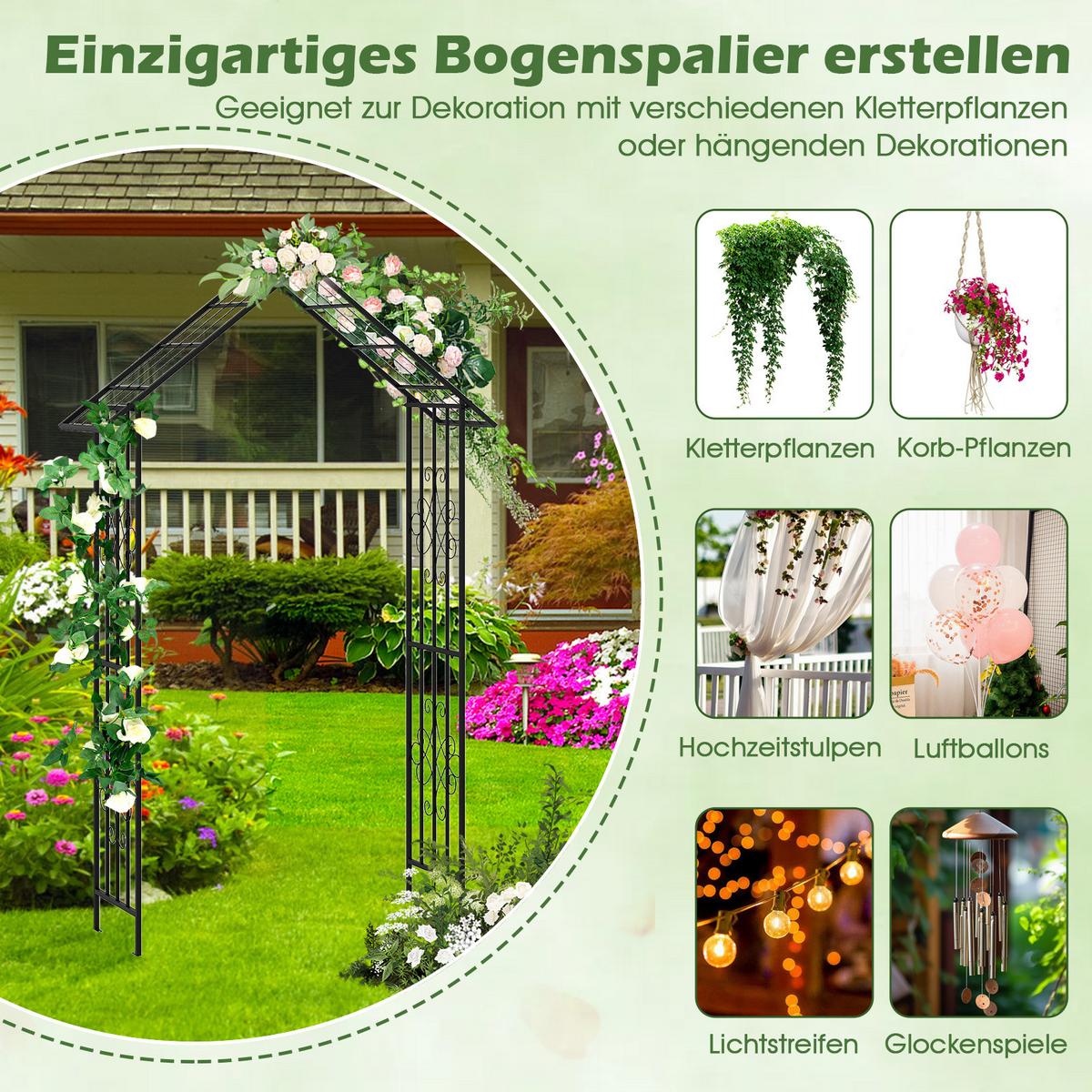 GARTENBOGEN Schwarz - Schwarz, Metall (140/223/40cm) - COSTWAY