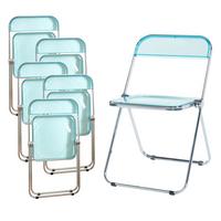 KLAPPSTUHL-SET Pornainen 6 TLG. - Hellblau, Kunststoff/Metall (46/74/47cm) - [en.casa]