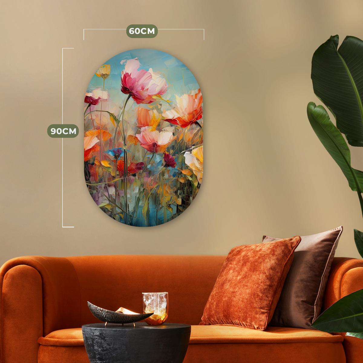 WANDBILD Blumen - Aquarell - Kunst - Botanisch - Natur Wanddeko Schlafzimmer 60x90 cm - Orange, Kunststoff (60/90cm) - MuchoWow