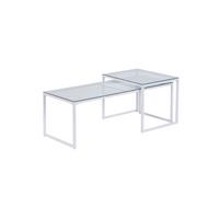 SOFATISCHE 2er-Set ALCUDIA, Einscheibensicherheitsglas, Weiß, 100 x 40 x 35 cm - Weiß, Glas/Metall (40/100/35cm) - KADIMA DESIGN