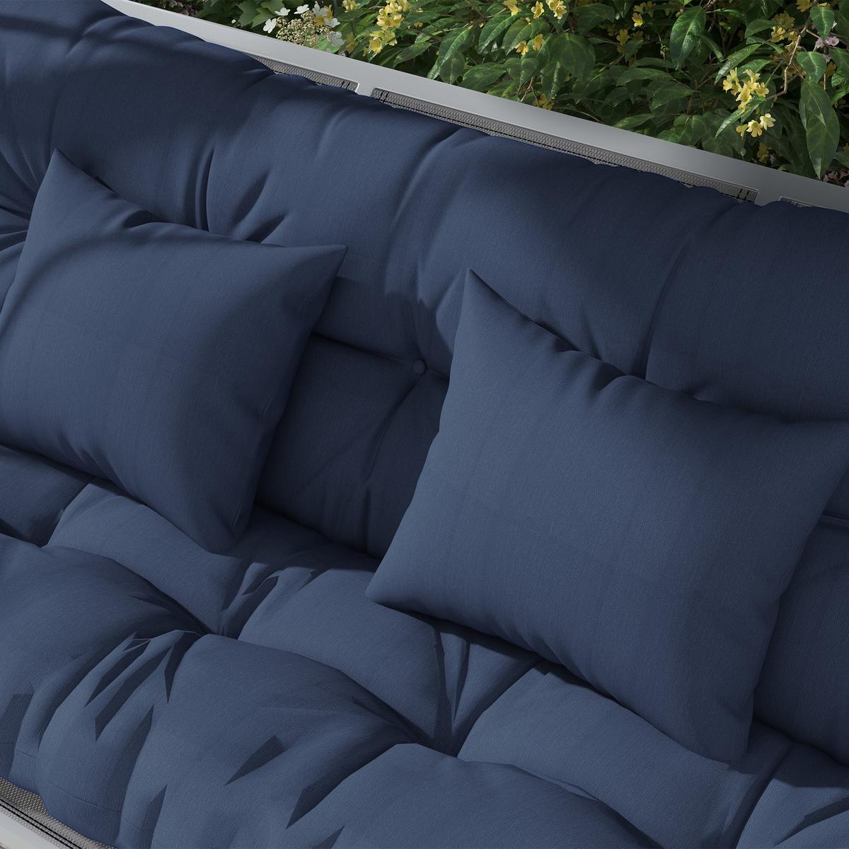SITZKISSEN 4er Set Polyester PP-Baumwolle Marineblau - Blau, Textil (50/12/150cm) - Outsunny