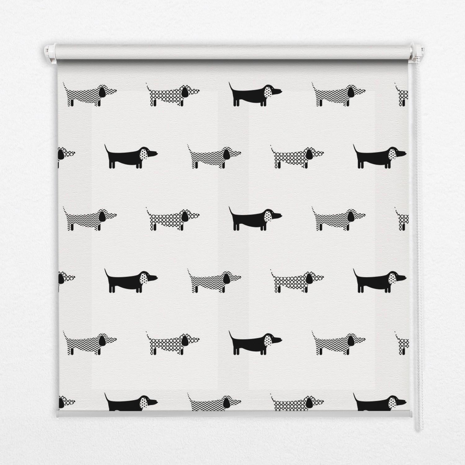 INNENROLLO - Fensterrollo - Rollo - 110x140 cm - Gezeichnete Hunde - Schwarz, Kunststoff (110/140/0.5cm) - TULUP