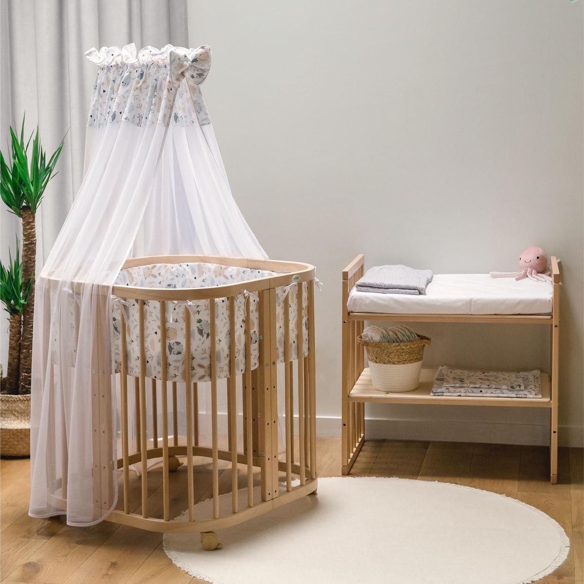 BABYBETT NATUR, 7in1 mit Matratze - Naturfarben, Holz (73/123cm) - waldin