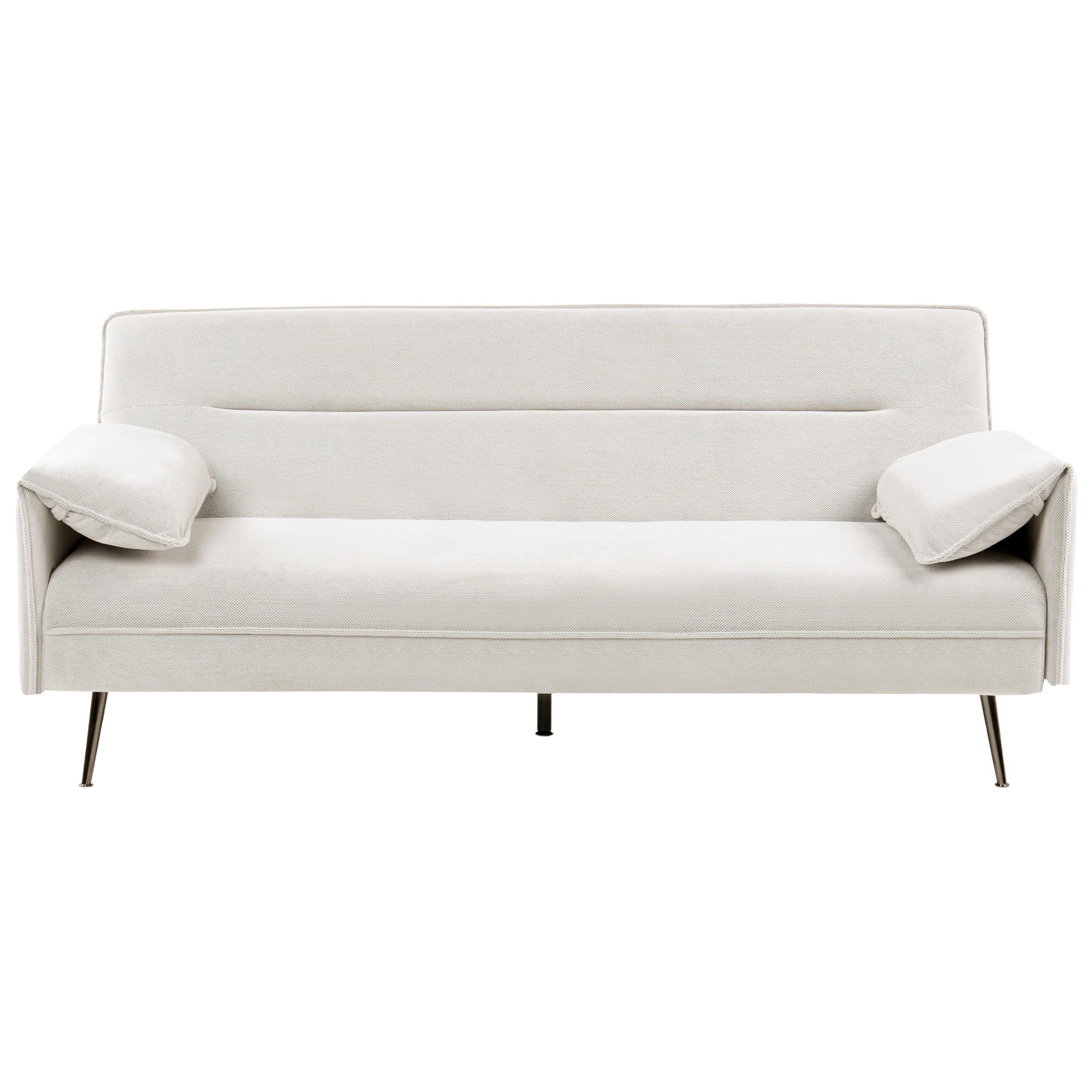 SCHLAFSOFA 3-Sitzer Stoff Cremeweiß Vayla - Creme, Textil (198/85/64cm) - Beliani