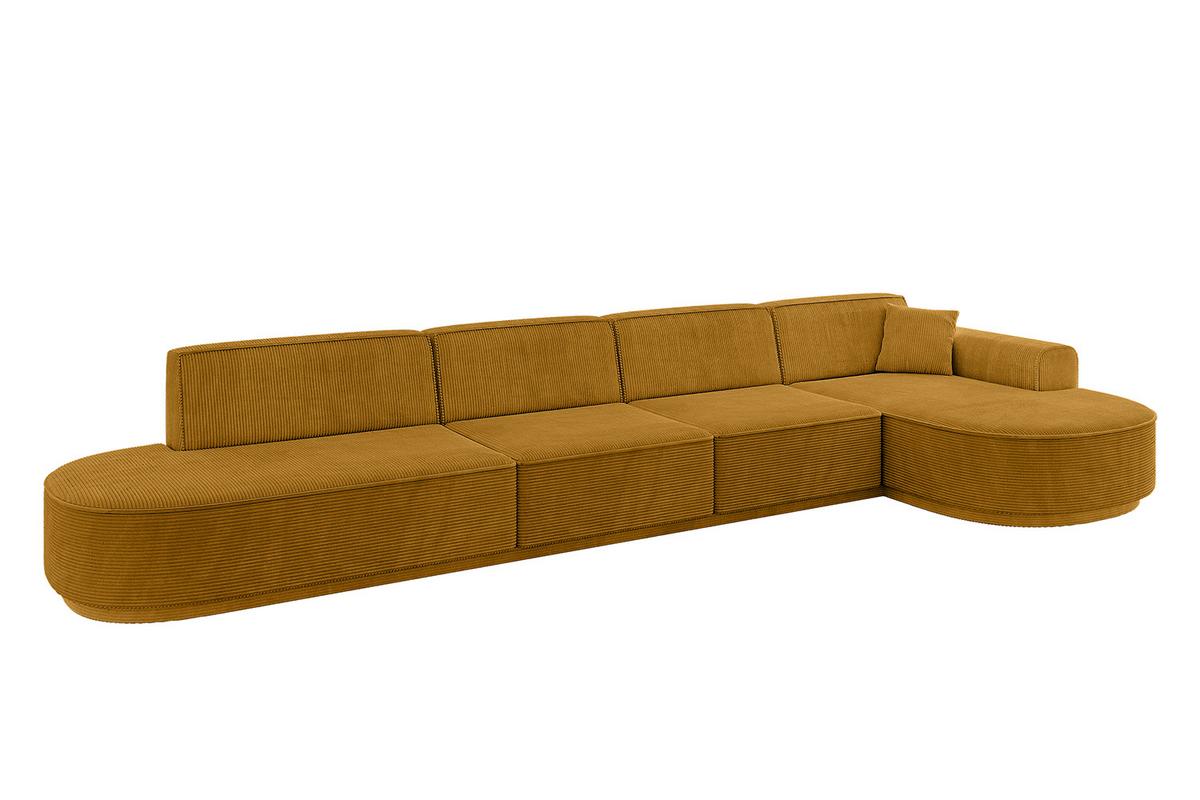 ECKSOFA Ottomane Rechts MARI-L3 - 413x171x79 cm Senfgelb Cord - Gelb/Schwarz, Holzwerkstoff/Kunststoff (171/413cm) - ALTDECOR